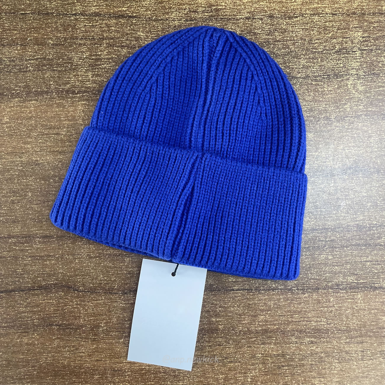 Moncler Logo Patch Ribbed Knit Beanie Black Blue (8) - newkick.cc